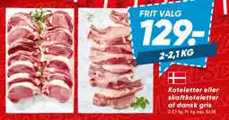 Bilka Koteletter eller skaftkoteletter af dansk gris tilbud