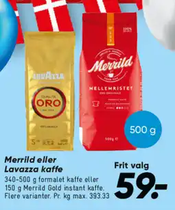 Bilka Merrild eller lavazza kaffe tilbud