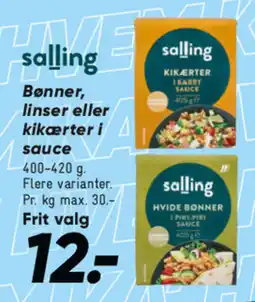 Bilka SALLING Bønner, linser eller kikærter i sauce tilbud