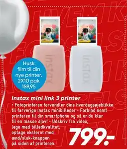 Bilka Instax mini link 3 printer, DKK 799 tilbud