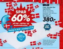 Bilka Nordisk Fjer topmadras, DKK 380 tilbud