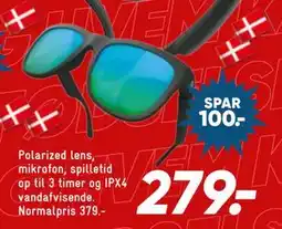Bilka Polarized lens, mikrofon, spilletid op til 3 timer og IPX4 vandafvisende. Normalpris 379.-, DKK 279 tilbud