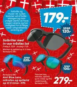Bilka Solbriller med in-ear trådløs lyd, DKK 179 tilbud