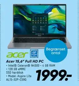 Bilka Acer 15,6” Full HD PC, DKK 1999 tilbud
