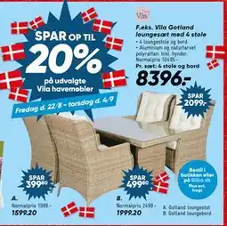 Bilka Vila Gotland loungesæt med 4 stole, DKK 8396 tilbud