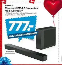 Bilka Hisense HS2100 2.1 soundbar med subwoofer, DKK 777 tilbud