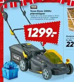 Bilka Texas Razor 3300Li plæneklipper, DKK 1299 tilbud