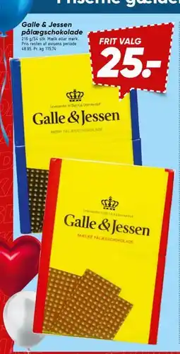 Bilka Galle & Jessen pålægschokolade, DKK 25 tilbud