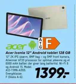 Bilka Acer Iconia 12” Android tablet 128 GB, DKK 1399 tilbud