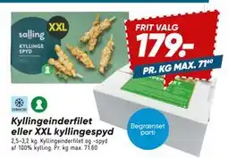 Bilka Kyllingeinderfilet eller XXL kyllingespyd, DKK 179 tilbud
