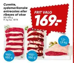 Bilka Cuvette, sydamerikanske entrecotes eller ribeyes af okse, DKK 169 tilbud