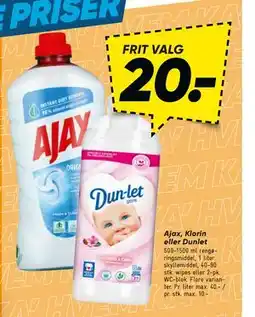 Bilka Ajax, Klorin eller Dunlet, DKK 20 tilbud