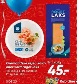 Bilka Grønlandske rejer, kold- eller varmrøget laks, DKK 45 tilbud