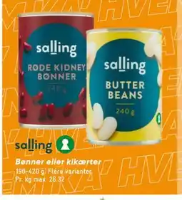 Bilka Salling Bønner eller kikærter, DKK 5 tilbud