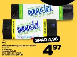 Netto Skrald-let affaldsposer 20 eller 30 liter, DKK 4.97 tilbud