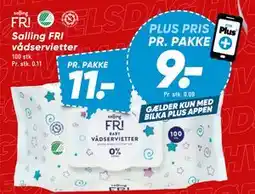 Bilka Salling FRI vådservietter, DKK 11, App-pris tilbud