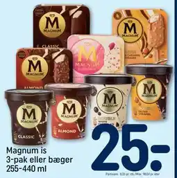 REMA 1000 Magnum is 3-pak eller bæger 255-440 ml, DKK 25 tilbud