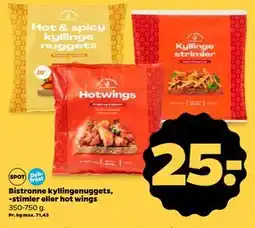 Netto Bistronne kyllingenuggets, -stimler eller hot wings, DKK 25 tilbud
