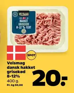 Netto Velsmag dansk hakket grisekød 8-12%, DKK 20 tilbud