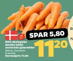 Netto ØGO økologiske danske håndsorterede gulerødder, DKK 11.2 tilbud