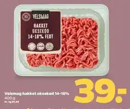 Netto Velsmag hakket oksekød 14-18%, DKK 39 tilbud