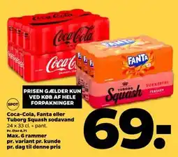 Netto Coca-Cola, Fanta eller Tuborg Squash sodavand, DKK 69 tilbud