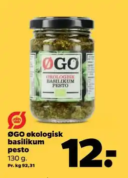 Netto ØGO økologisk basilikum pesto, DKK 12 tilbud