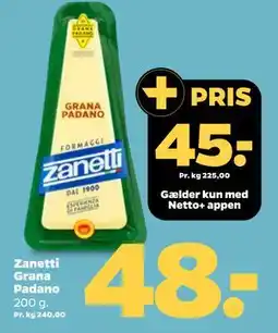 Netto Zanetti Grana Padano, DKK 48, App-pris tilbud
