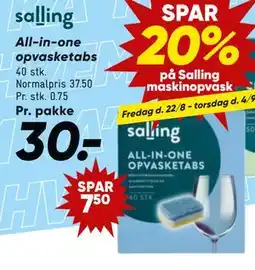 Bilka All-in-one opvasketabs, DKK 30 tilbud