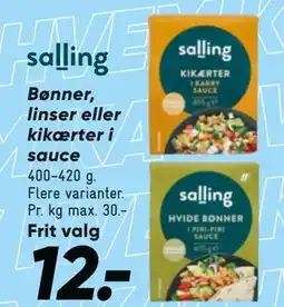 Bilka Bønner, linser eller kikærter i sauce, DKK 12 tilbud