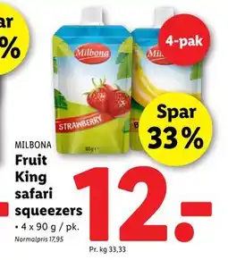 Lidl Fruit King safari squeezers, DKK 12 tilbud