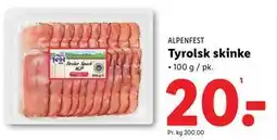 Lidl Tyrolsk skinke, DKK 20 tilbud