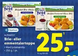 Lidl Brie- eller emmentalertoppe, DKK 25 tilbud