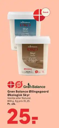 SPAR Grøn Balance Øllingegaard Økologisk Skyr, DKK 25 tilbud