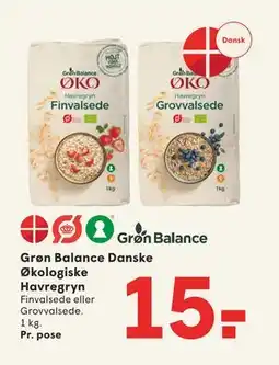 SPAR Grøn Balance Danske Økologiske Havregryn, DKK 15 tilbud