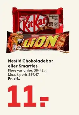 SPAR Nestlé Chokoladebar eller Smarties, DKK 11 tilbud