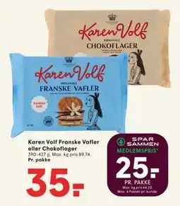 SPAR Karen Volf Franske Vafler eller Chokoflager, DKK 35, App-pris tilbud