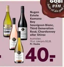 SPAR Nugan Estate Kamona Bay Sauvignon Blanc, Third Generation Rosé, Chardonnay eller Shiraz, DKK 40 tilbud