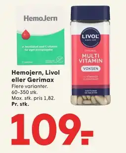 SPAR Hemojern, Livol eller Gerimax, DKK 109 tilbud