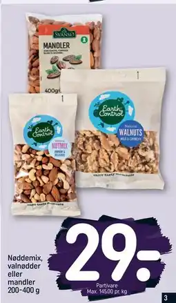 REMA 1000 Nøddemix, valnødder eller mandler 200-400 g, DKK 29 tilbud