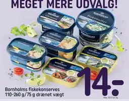 REMA 1000 Bornholms fiskekonserves 110-260 g/75 g drænet vægt, DKK 14 tilbud