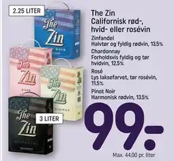 REMA 1000 The Zin Californisk rød-, hvid- eller rosévin, DKK 99 tilbud