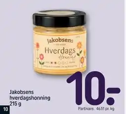REMA 1000 Jakobsens hverdagshonning 215 g, DKK 10 tilbud