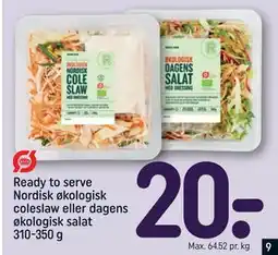 REMA 1000 Ready to serve Nordisk økologisk coleslaw eller dagens økologisk salat 310-350 g, DKK 20 tilbud