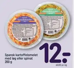 REMA 1000 Spansk kartoffelomelet med løg eller spinat 200 g, DKK 12 tilbud