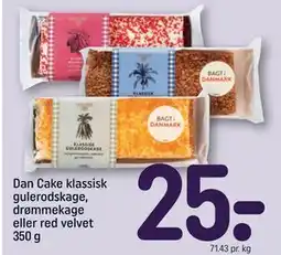REMA 1000 Dan Cake klassisk gulerodskage, drømmekage eller red velvet 350 g, DKK 25 tilbud