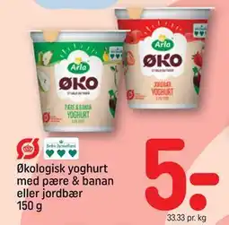 REMA 1000 Økologisk yoghurt med pære & banan eller jordbær 150 g, DKK 5 tilbud