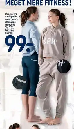 REMA 1000 Sweatshirt med lynlås, sweatpants eller capri løbebuks Str. S-XL Frit valg Pr. stk., DKK 99 tilbud