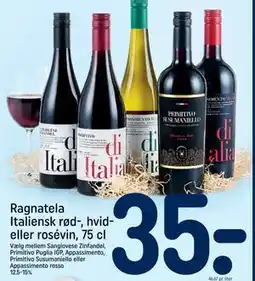 REMA 1000 Ragnatela Italiensk rød-, hvid- eller rosévin, 75 cl, DKK 35 tilbud