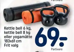 REMA 1000 Kettle bell 6 kg, kettle bell 8 kg eller yogamåtte 183x61 cm Frit valg, DKK 69 tilbud